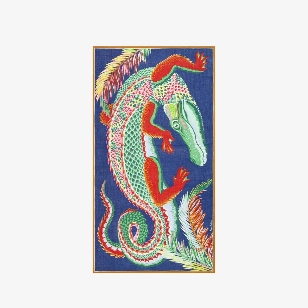 NEW INOUI EDITIONS etole 100 croco duck scarf in blue canard